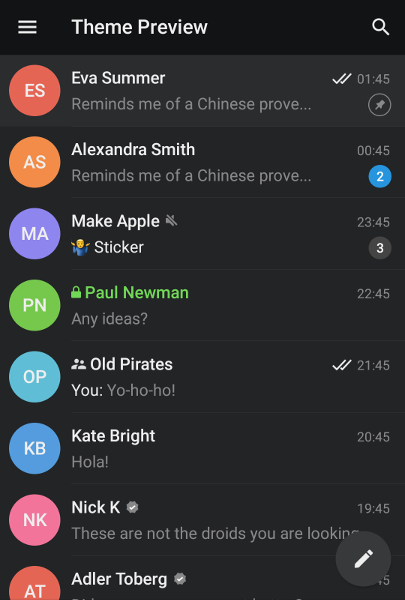 Telegram Mobile Theme